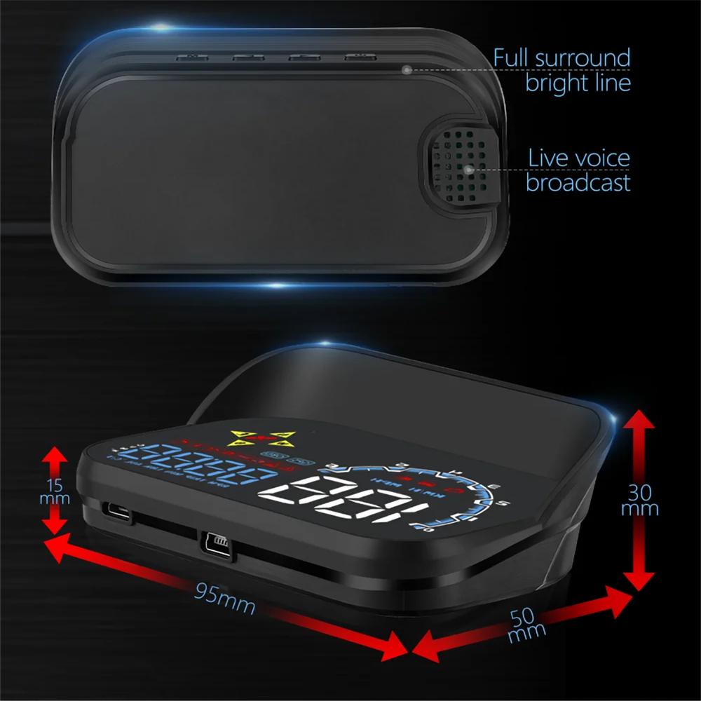 M20 Head Up Display Car Universal Dual System 3.5 Inches HUD, Speedometer OBD2 GPS Interface, Speed MPH, Engine RPM, Compass, OverSpeed Warning