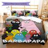 Barbapapa Family Fight Pattern Bedding Quilt Set Quilt Cover Pillowcase Home Decoration Gift (1 * Duvet Cover + 3 * Pillowcase, Without Core)