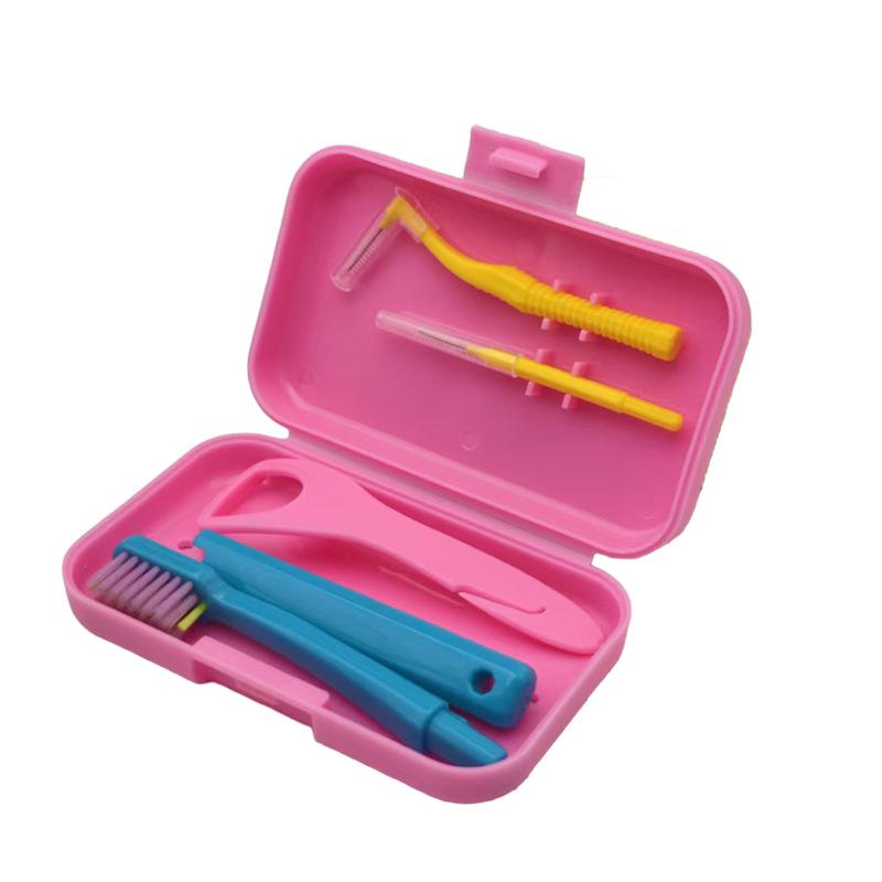 Orthodontic Care Kit: Interdental & Gap Brushes with Invisible Braces Toothbrush and Portable Storage Box