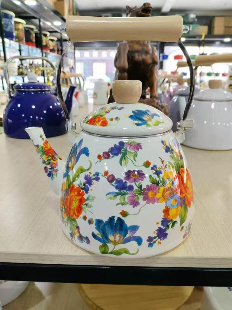 Ethnic Style Thickened Enamel Milk Tea Kettle for Induction Cooktops