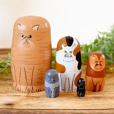 Muñecas Matrioska NEIN MARKE Gato Perro Gatito Figuritas de Animales Estilo Nórdico Juego de 5 Elegante Decoración de Madera Regalo Perfecto - y - - - - Divertido, Surrealista, - (Gato)