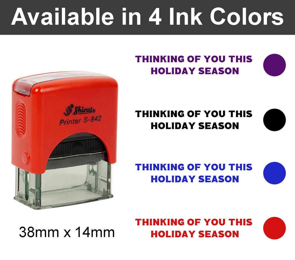 Printtoo Thinking Of You This Holiday Season Self Inking Rubber Stamp Pre,Inked Office Stamp, Home Office Business Stationery, 38 x 14 mm,