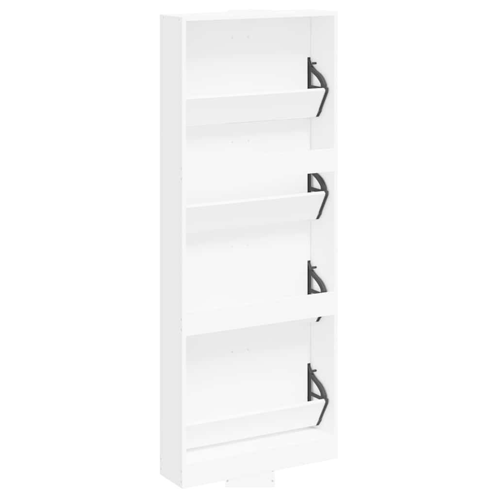 Shoe Cabinet White 59 x 17 x 150 cm Engineered Wood