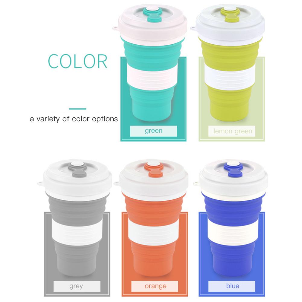 Retractable Silica Gel Coffee Cup Simple Solid Color for Travel Office