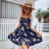 Summer Floral Printed Sleeveless Dress With Elastic Waist For Womens Casual Wear