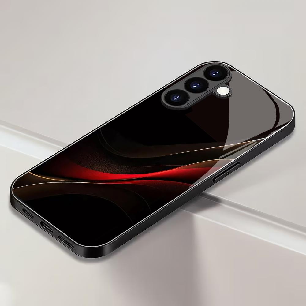 Custodia per telefono in vetro temperato adatta per Samsung Galaxy S26 S25 S24 S23 S22 S20FE/Ultra/Plus linee rosse alla moda personalità alla moda