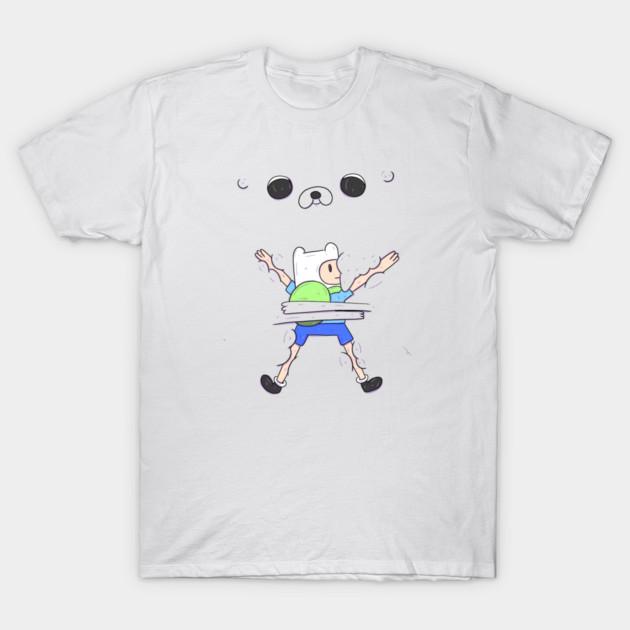 Asian Size Men Black Print T-shirt Adventure Time - Bro Hug No-Cut Heat Transfer Print Cotton Tshirt