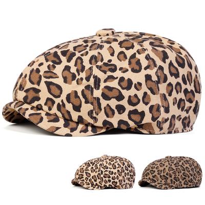 Unisex Personality Leopard Print Newsboy Caps Spring Autumn Berets Women Men British Painters Hats Fashion Hip Hop Caps Gorras