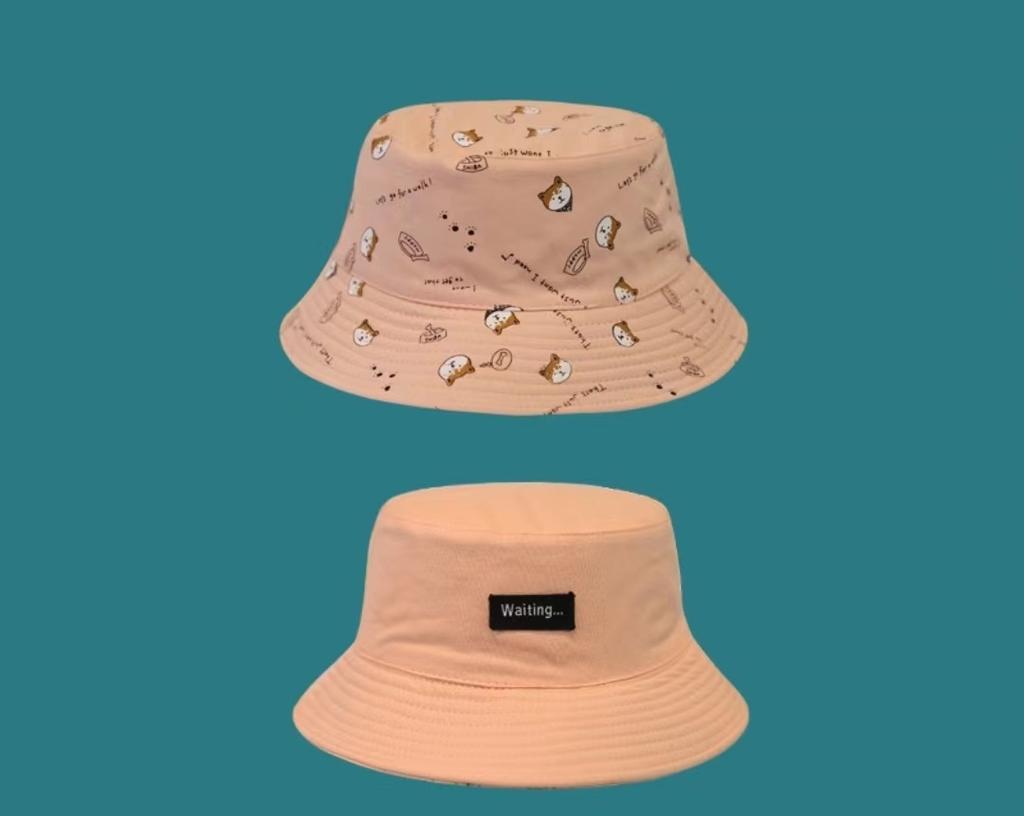 Cartoon Animal Kitten Pattern Embroidery Unisex Style Wild Fashion Trend Custom logo Reverse Bucket Hat