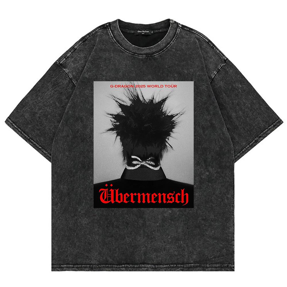 

100% Бавовняна Футболка G-Dragon World Tour Футболки Новий Альбом Übermensch Чоловіча/жіноча Футболка Оверсайз Мінеральне Прання Топи M