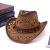 Multicolor Malan Paper Rope Hollow Western Cowboy Hat Hand-woven Sun Straw Hat Sun Protection Hat
