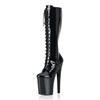 20Cm New Round Head Model Stage Super High Heel Boots Sticky Bottom Women's Red High Waterproof Table Fashion Boots YKC