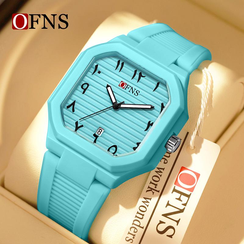 OFNS Waterproof Quartz Watch with Square Arabic Numerals - Unisex Design for Students in the Middle East