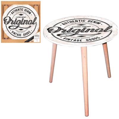 [Q5151] - Round Wooden Table 'Original' Beige (authentic Denim - Vintage Goods) - 40 Cm