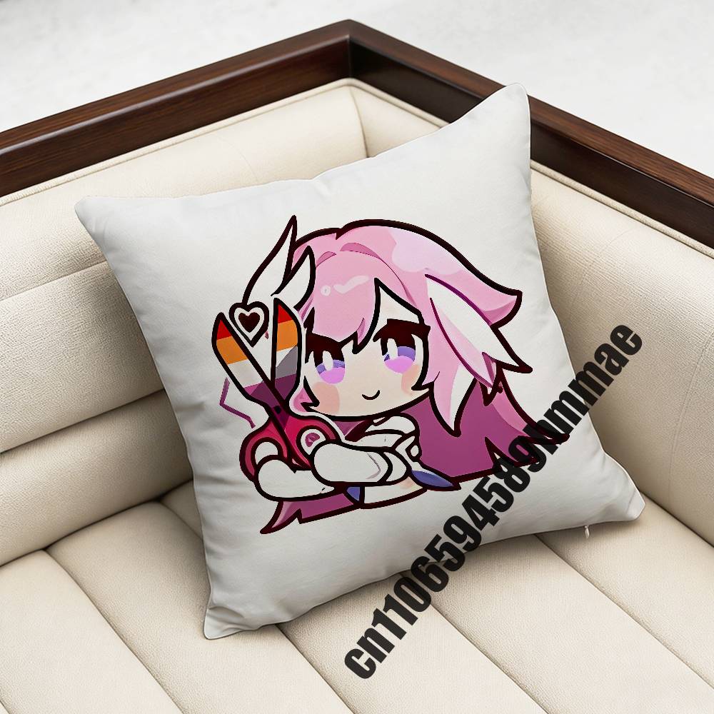 For Honkai Impact 3 Elysia Throw Pillow Case Sham 45X45Cm Decoration Square Sofa Pillowcase Pad Cover