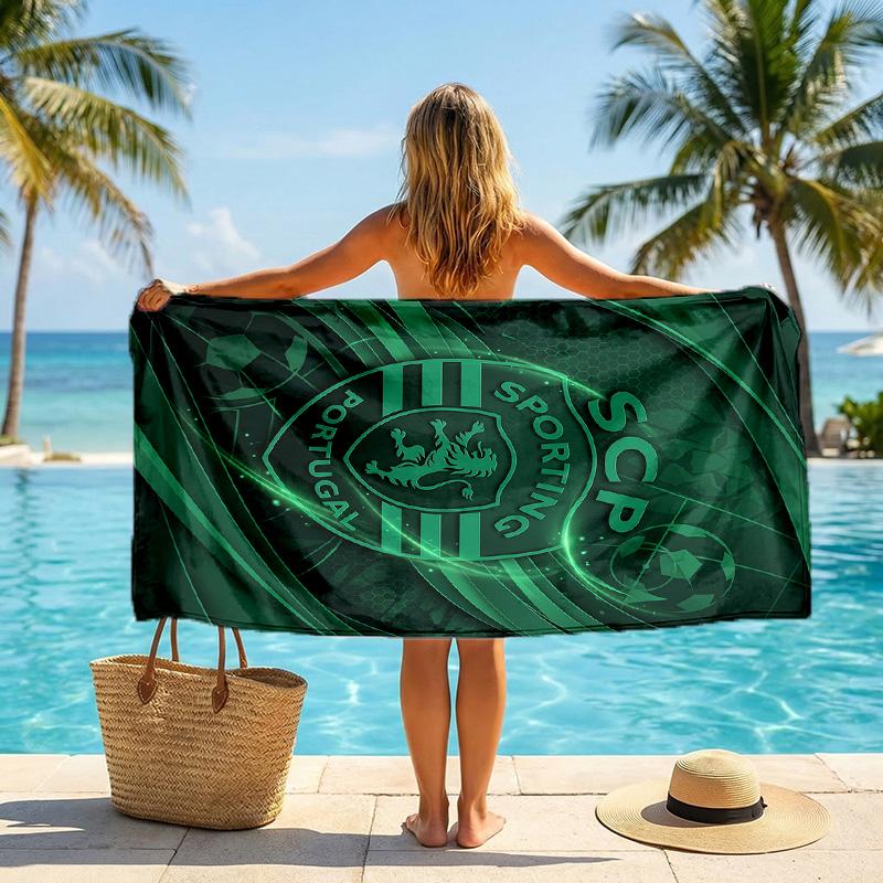 Asciugamano da Spiaggia Sporting CP FC Stampa Asciugatura Rapida Microfibra Assorbente Portatile da Viaggio Asciugamano da Nuoto