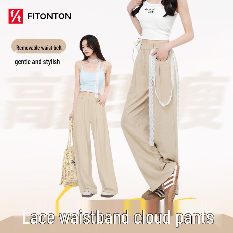 

FitonTon Women s High-Waist Lace-Up Wide-Leg Pants L