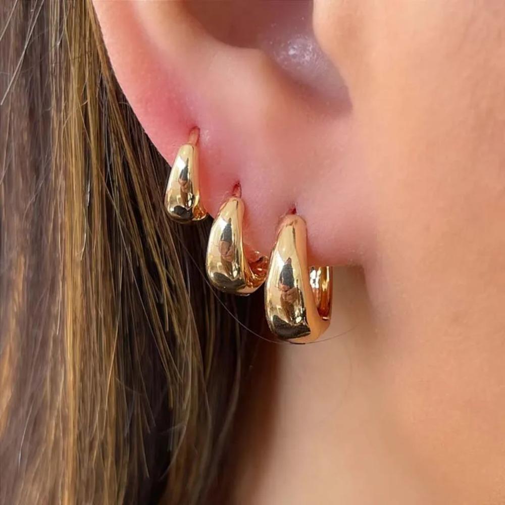 6Pcs New Minimalist Copper Metal Hoop Earrings for Women Simple Circle Men's Small Earrings Punk Unisex Rock Piercing Jewelry