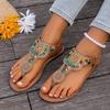 Bohemian Style Women Flat Sandals Clip Toe Gladiator Sandals Woman Retro Summer Casual Beach Shoes Women Anti Slip Flip Flops