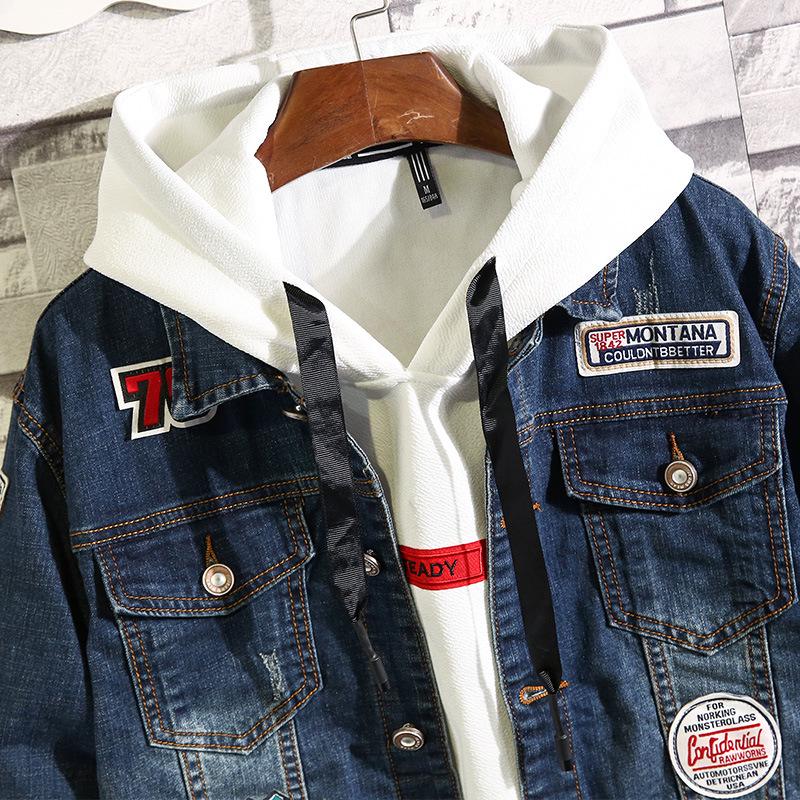 2025 Men's Retro Korean Style Denim Jacket: Printed Spring/Autumn Trendy Coat