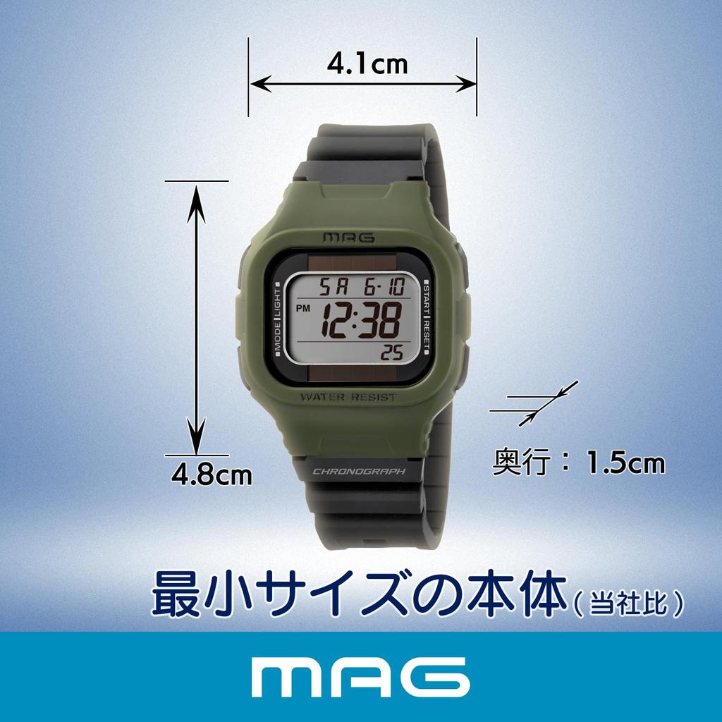MAG GR Digital Solar Dual Power Water Resistant to 10 Urethane Slightly Smaller by Noah Precision MW-551 Watch, ATM, Strap, Size, Men's, Women's,