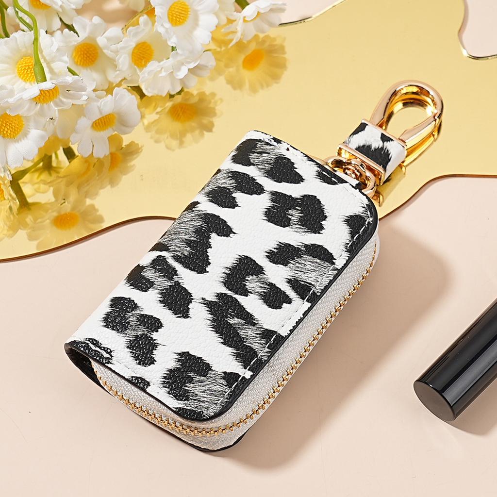 Neue Mode Leopard Muster Auto Schlüsselhülle für Männer und Frauen Motors Schlüsselabdeckung Leder Auto Schlüsselhalter mit Schlüsselanhänger Auto Zubehör