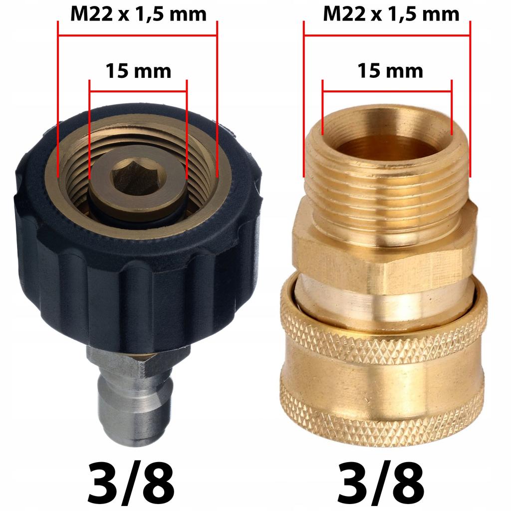 Rosfix Adaptor Rotativ M22x1.5 la 3/8 Quick Connect – Rezistență Ridicată la Presiune 4000 PSI | Inox + Alamă | 30 l/min | 90°C