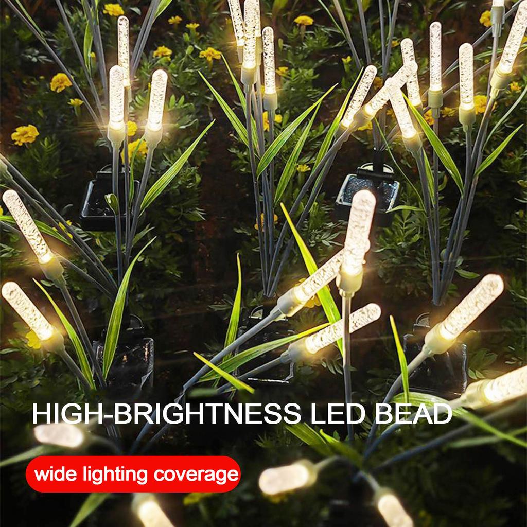 Solar Powered Outdoor LED Garden Lights 6 Reeds Lawn Decorative Pathway Lighting Stake with Integrated Solar Panel for Yard Patio