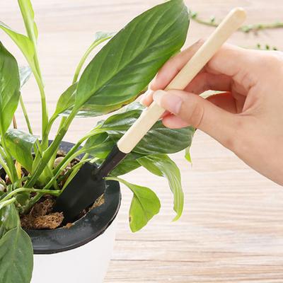 2 Sets Mini Gardening Tools Kids Metal Trowel with Wooden Handle Mini Rake And Shovel for Loosening Soil Transplanting Office Home Potted Plants