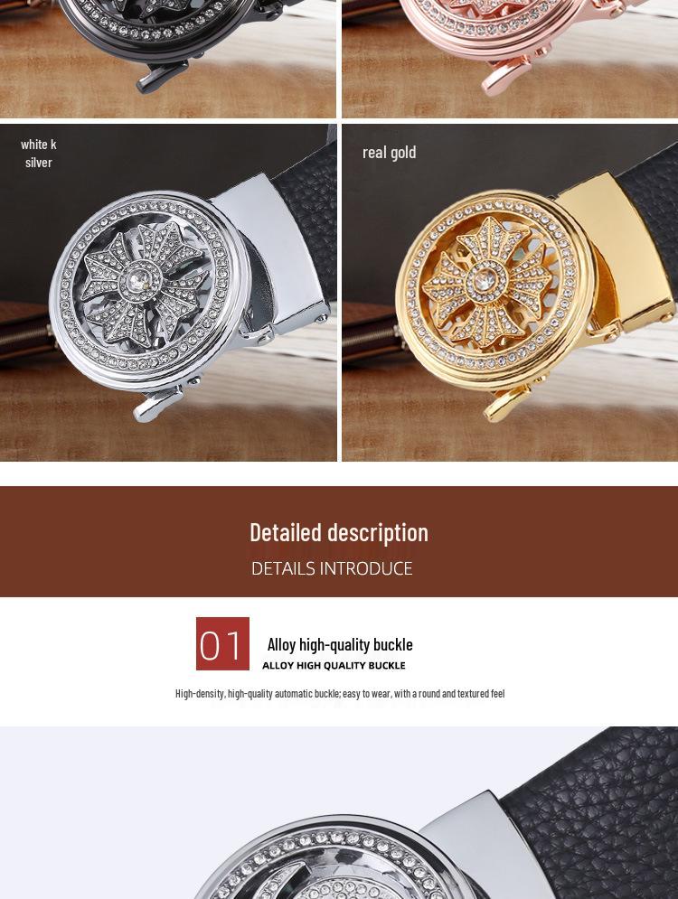 Pánský legovaný pásek z hovězí kůže s automatickou přezkou pro běžné a všestranné nošení