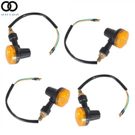 For Honda Yamaha Kawasaki 4× Motorcycle Turn Signals Blinker Light Black Amber