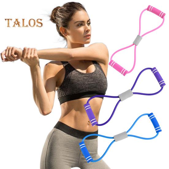 Figure 8 Fitness Resistance Band with Anti-slip Handle Portable Men Women Arm Shoulder Stretch Strength Training Exercise Elastic Strap Tension Rope