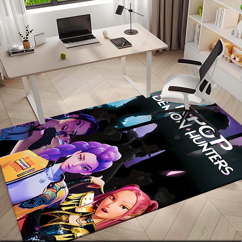 1pc K-Pop Devil Hunter Sweeps the Globe Carpet Rug for Living Room Bedroom Home Sofa Decoration,Kids play Non-slip Floor Mat