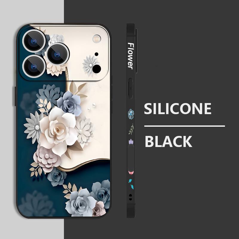 Romantic Rose Flower Pattern Lanyard Case For iPhone 17 Pro Max iPhone 16 15 14 13 Pro Max 11 16E 17E Soft Silicone Phone Back Cover