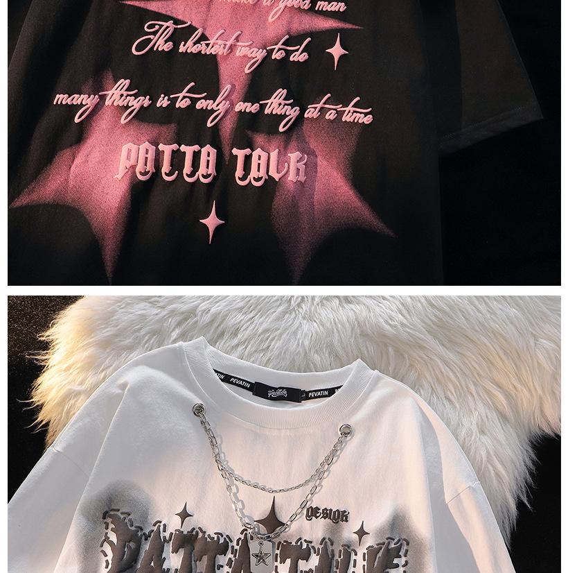 Women's American Retro Cool Style Oversized Pure Cotton T-Shirt - Sweet Loose Half Sleeve Top for 2025