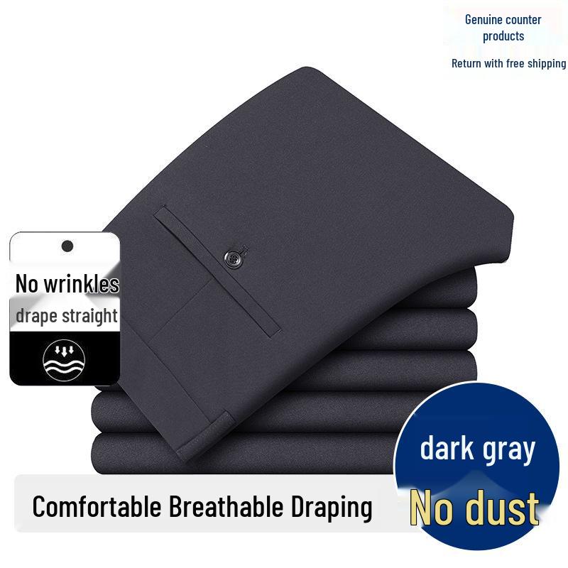 Pánské nadměrné ležérní elastické oblekové kalhoty - Slim fit, nemačkavé, formální kalhoty pro business