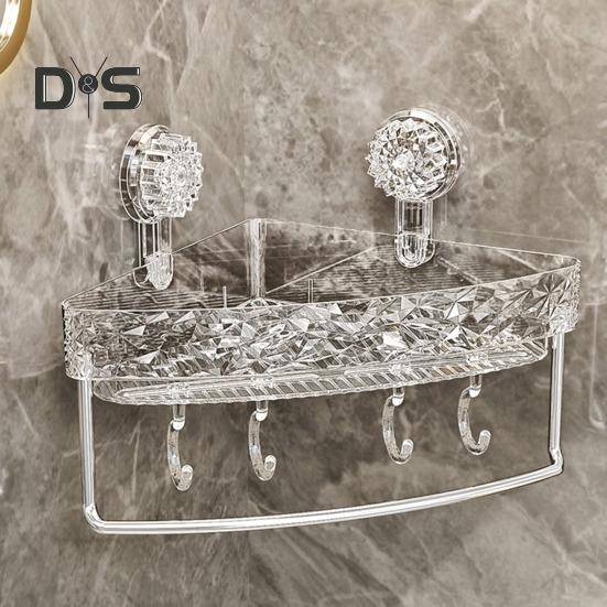 Suction Cup Corner Wall Shelf Storage Rack Strong Load-bearing Large Capacity Easy To Install Heavy-Duty Shower Organizer Shelf