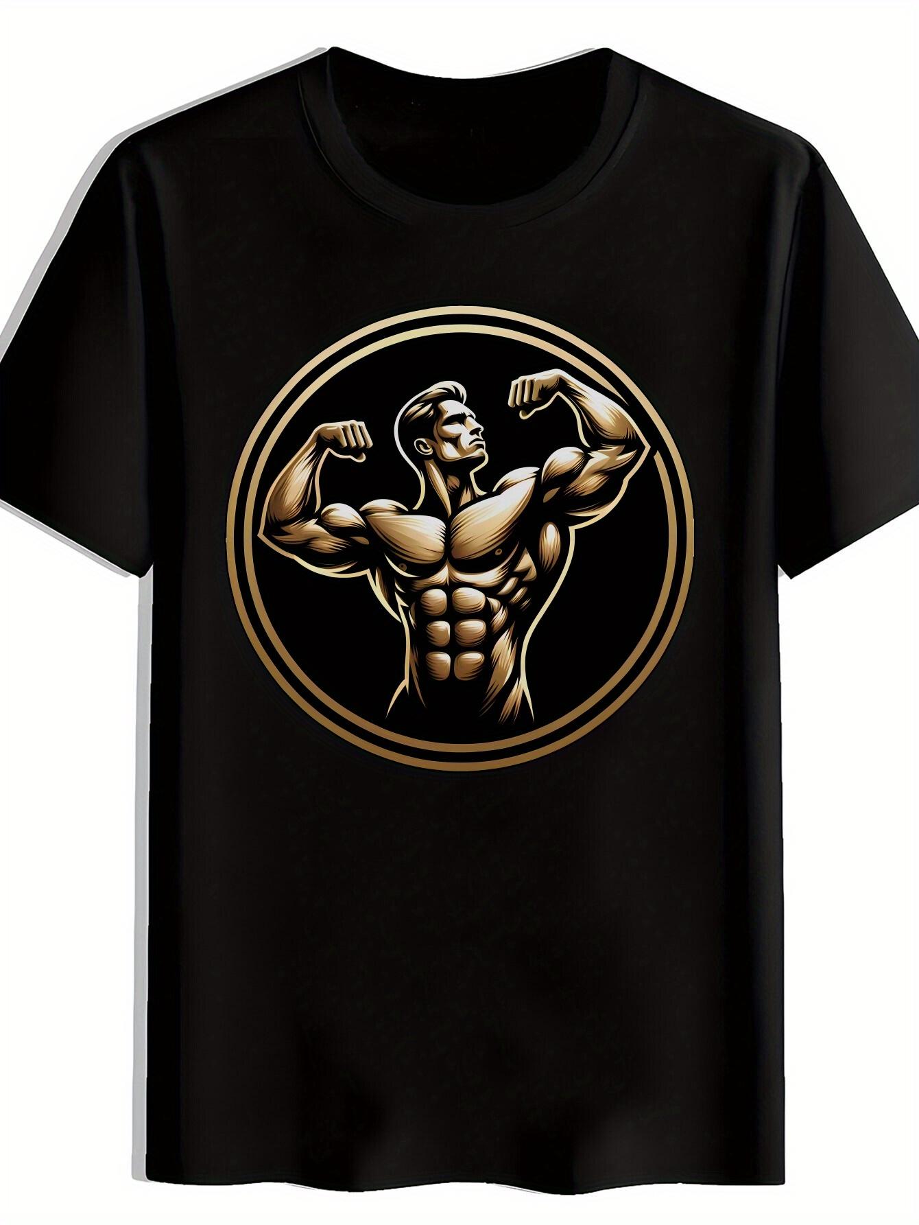

Inspirational Bodybuilding Graphic T-shirt - Black Short Sleeve Crew Neck M