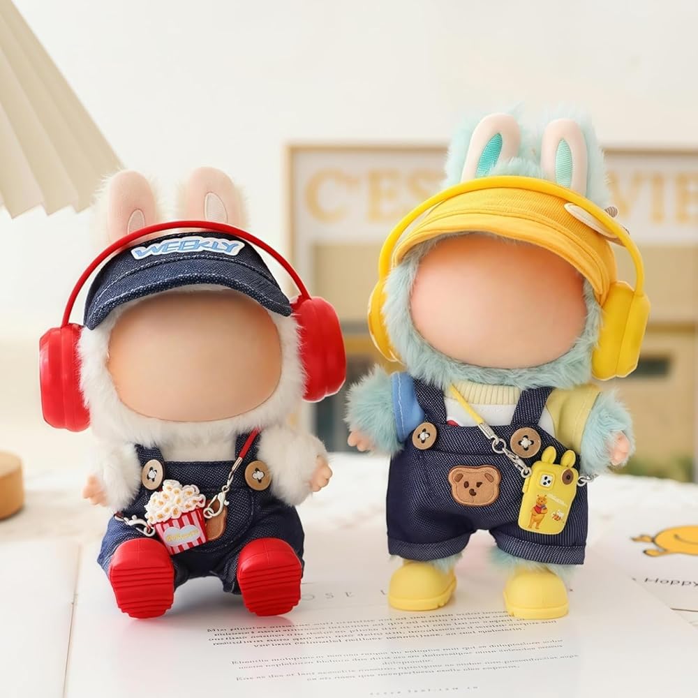 Ruokey Doll Clothes 15cm/17cm Plush Costume Outfit Set for Labubu Plush Toys Accessories