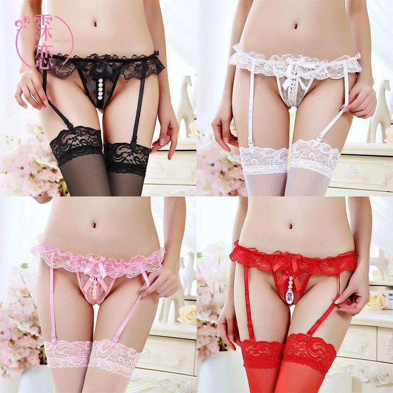Sexy Panties Open Crotch Free Sexy Pearl Stockings Garter Belt Temptation Adjustable Stockings Stockings Clip Pure Desire