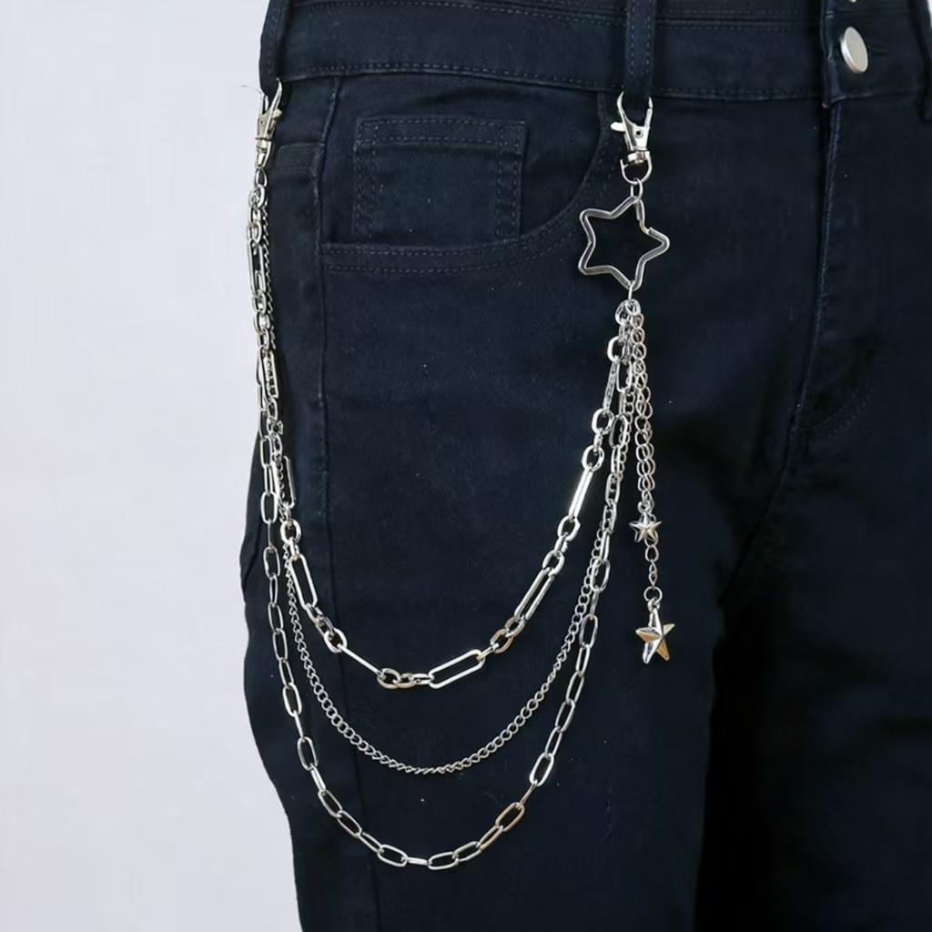 

Trendy Hip Hop Multi-layer Star Pendant Waist Chain with Metal Pentagram