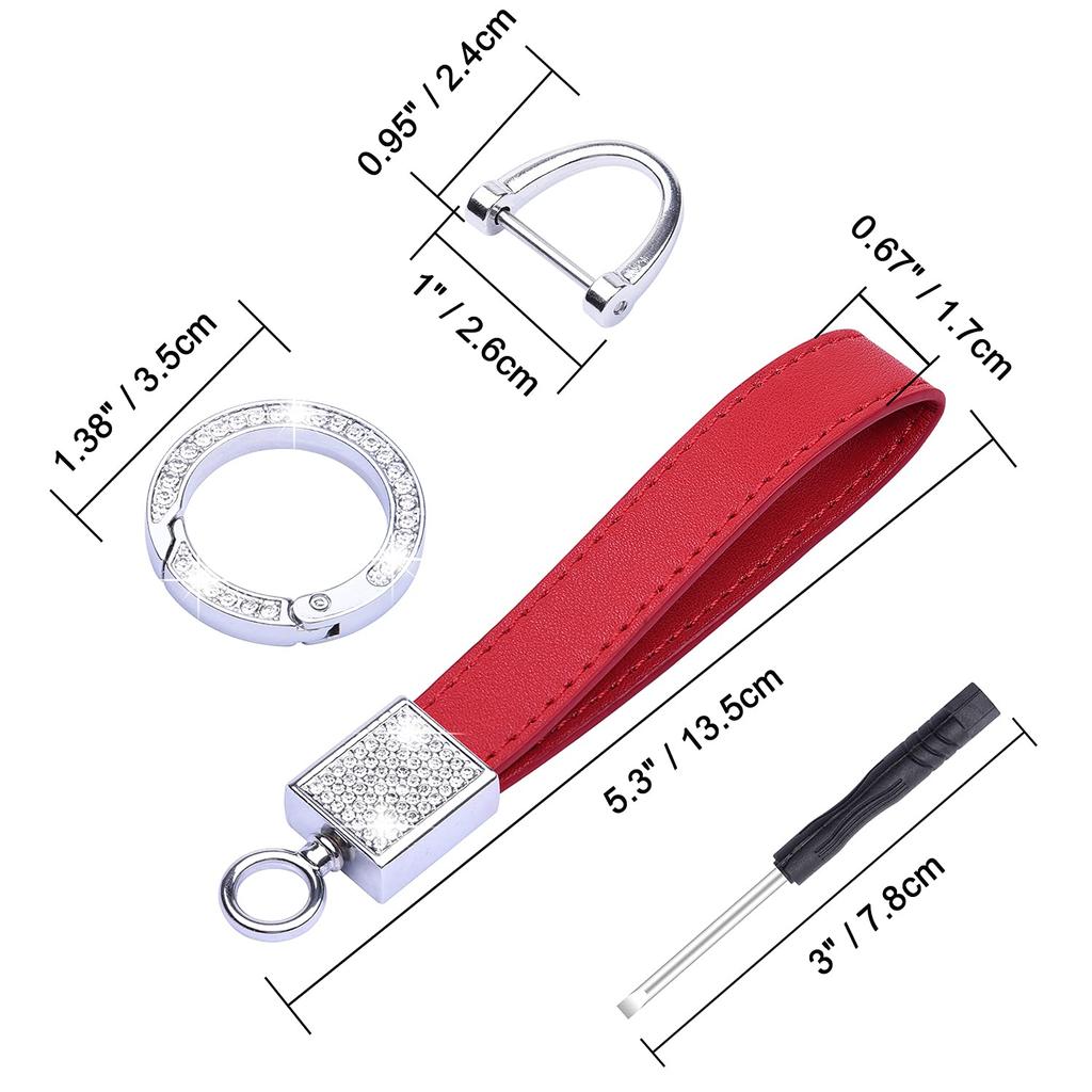 Wisdompro Car Key Chain, Sparkling Genuine Leather, Car Key Chain,