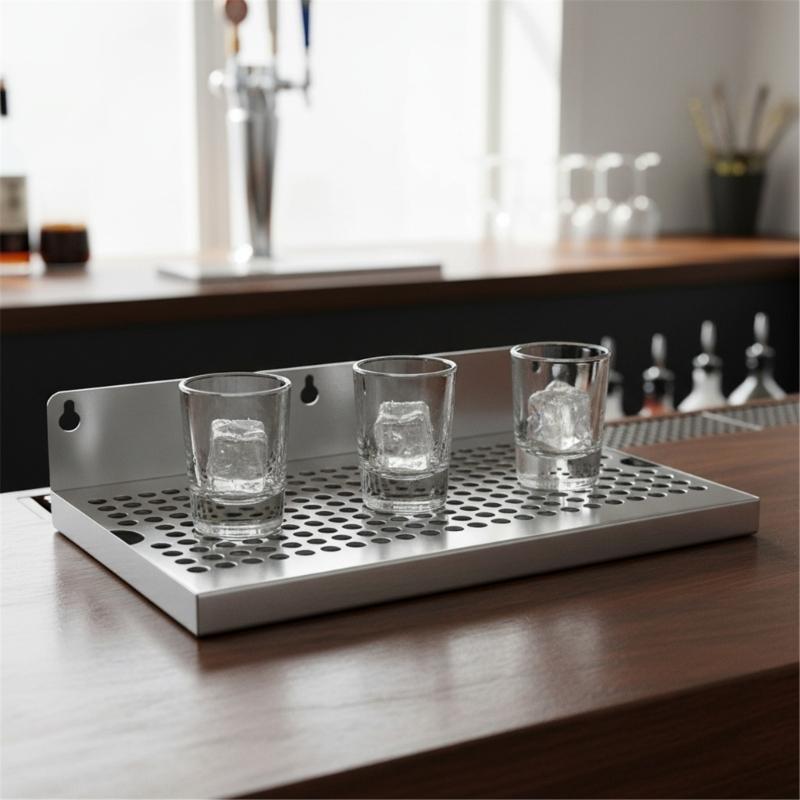Modern Wall Mounted Nonrust Steel Draining Tray for Pubs and Kitchens with Delicate Design and Efficient Water Flows