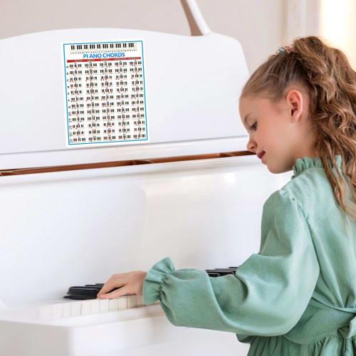 5-linjers pianoakkordark og akkordøvelsesdiagram, 88-tangenters pianofingersettingsdiagram for nybegynnere (s)