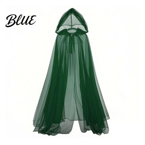 Cosplay Cloak Hooded Mesh for Adults 2 Layer Sheer Tulle Cape Gothic Witch Queen Costume Halloween Renaissance Accessories Lightweight Cape