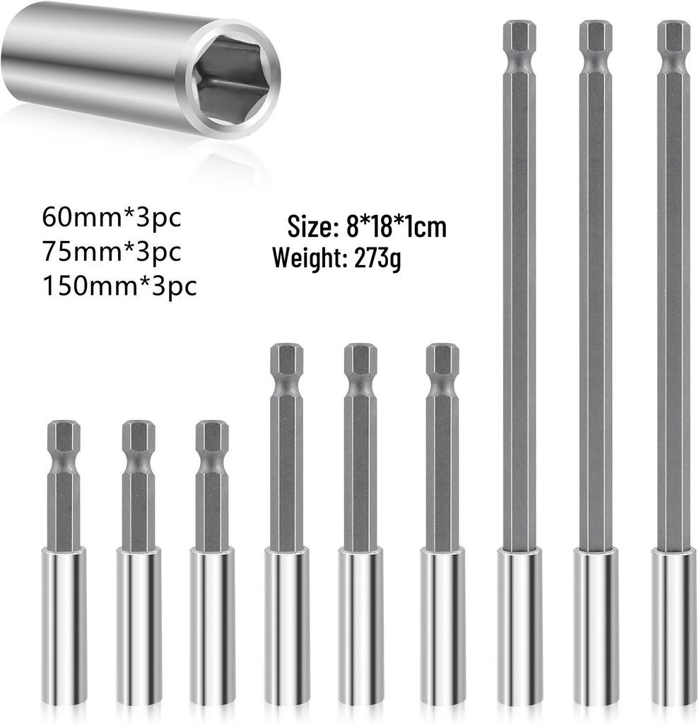 Electric Drill Magnetic Hexagonal Extension Rod 6.35mm 1/4 Self-Locking Connector