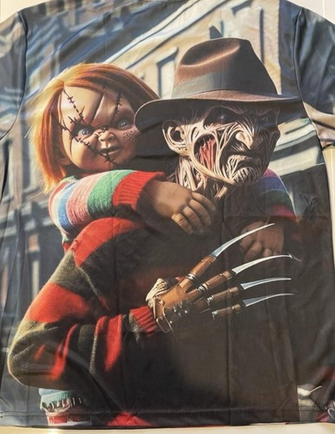 Freddy And Chucky 3D Printed T-shirt Double Sided Size Large M