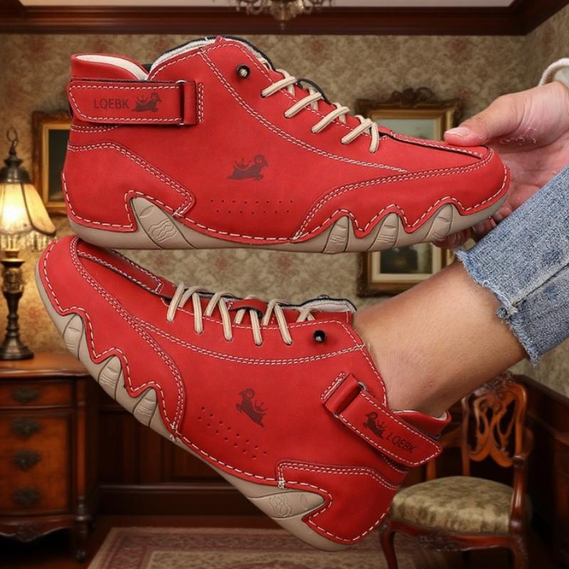 Women's Casual Bare Boots Fashionable Ankle Comfort Soft Soled High Top Shoes Luxury Brand Retro Anti Slip Lace Up Walking Shoes