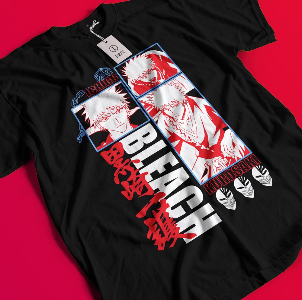 

Bleach Anime Tshirt Ichigo Bankai T-Shirt Aizen Yhwach Tee Zaraki Kenpachi Shirt BB608 3XL