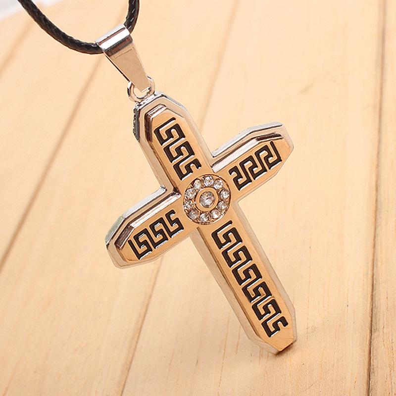 

JMXD Металлический кулон в виде креста с кристаллами, вощеный шнурок, ожерелье в средневековом винтажном стиле, эффектный модный аксессуар, универсальный золотой